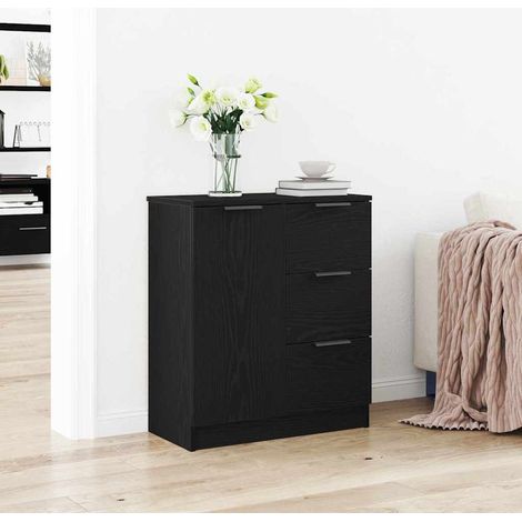 Buffet avec tiroir-Meuble de rangement Noir 60 x 30 x 70 cm Bois d'ingénierie 539697 (1/5)