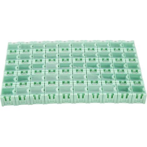 Boîte de rangement verte pour 50 composants électroniques CMS (SMT/SMD) (1/5)