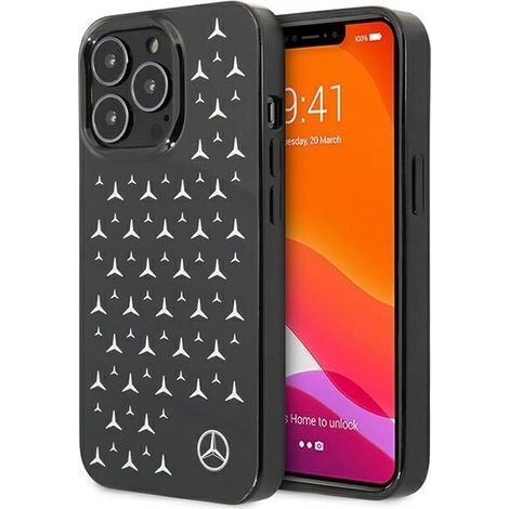 Funda rígida Mercedes MEHCP13LESPBK para iPhone 13 Pro / 13 de 6,1 pulgadas, color negro/negro, con diseño de estrellas plateadas. (1/5)