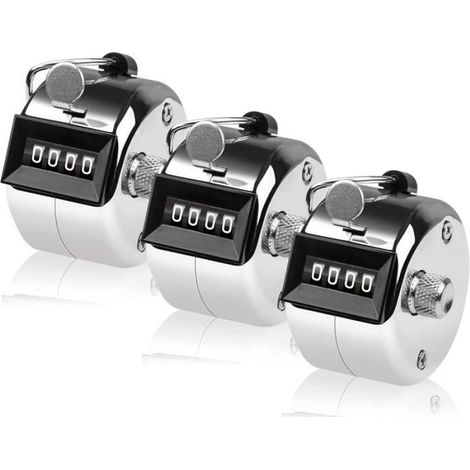Compteur de comptage manuel en métal à 4 chiffres, 3 pièces avec boutons réguliers (1/5)