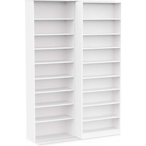 Bibliothèque étagère meuble de rangement couleur blanc mat - Largeur 116,7 x Profondeur 44,4 x Hauteur 178,8 cm (1/5)