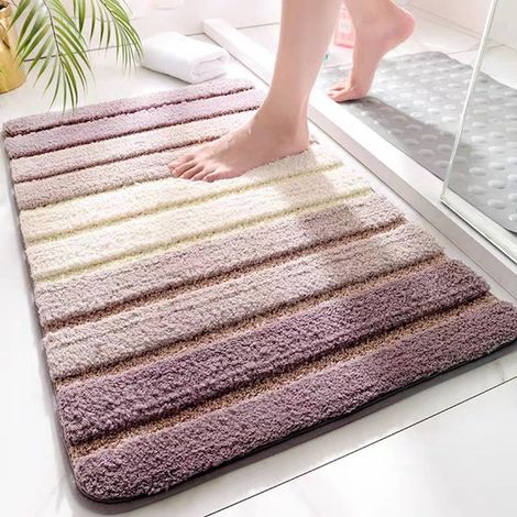 Badematten - 2er-Pack rutschfeste Badematten, 50 x 80 cm, ultraweich, maschinenwaschbar, hoch saugfähig, beige. (1/4)