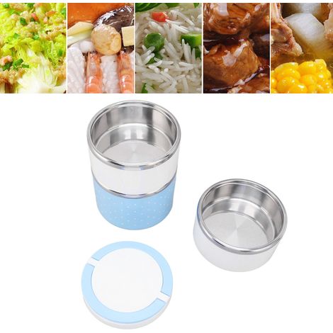 Boîte à lunch isotherme en acier inoxydable, boîte hermétique pour aliments, boîte à lunch portable, boîte à bento, cadeau, bleue (1/5)