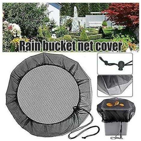 Funda protectora de malla para barril de lluvia con cordón ajustable, cubierta protectora portátil para cubo de agua de jardín para césped. (1/5)