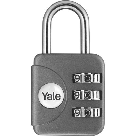 Yale LUCCHETTO DI SICUREZZA VALIGIA COMBINAZIONE mm. 28 Corpo lega zinco - Arco acciaio Col. Grigio