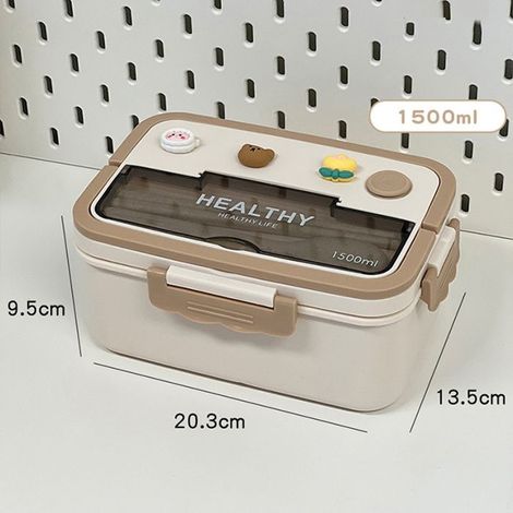 Tragbare Lunchbox mit Fach für Mädchen, Picknick-Bento-Box aus Kunststoff für Schulkinder, mikrowellengeeignet, 1500 ml (1/4)
