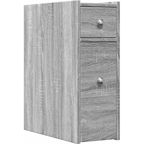 Maison Exclusive - Armadietto da Bagno Stretto con Ruote Grigio Sonoma Truciolato