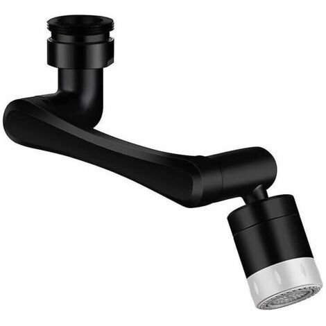 1080+360 Grad drehbarer Wasserhahnbelüfter, schwarze Farbe.