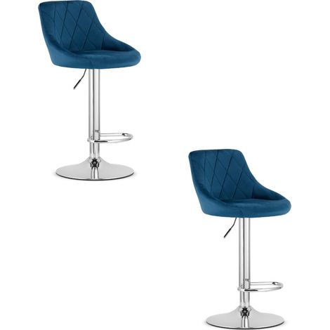 Sgabello KAST - velluto blu navy / base cromata x 2 (1/5)
