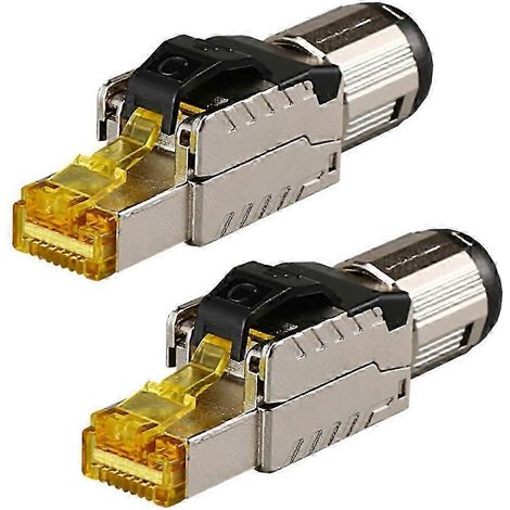 2 connecteurs Ethernet industriels Cat8 RJ45 blindés, outil de connexion facile, connecteur de terminaison en métal moulé sous pression jn (1/5)
