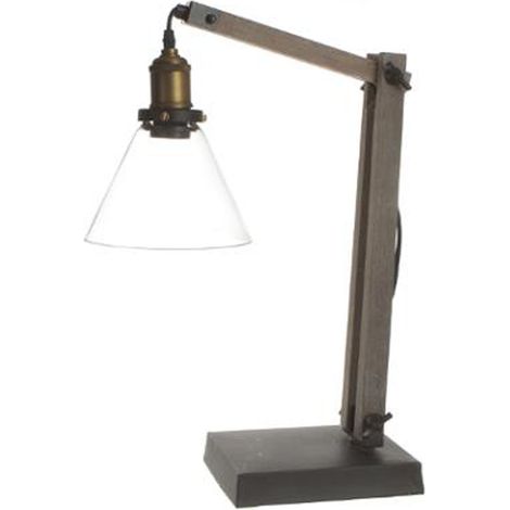 Lampe à poser en bois et métal - Dim : H. 59 x L. 18 x P. 35 cm -PEGANE-