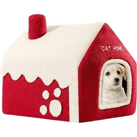 Maison pour Chien Lit Neige Nid Doux d'hiver pour Animaux de Compagnie (1/5)