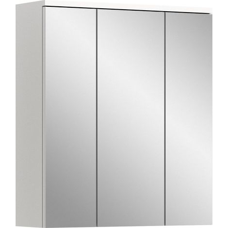 Armoire de Salle de Bain avec Miroir, Surface Miroir à l'avant, Corps Blanc Brillant, Profond, env. 63 x 73 x 21 cm (1/5)