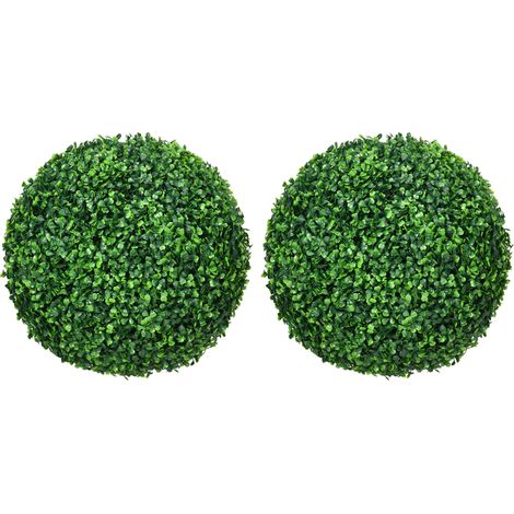 Set de 2 bolas de boj artificiales verdes con protección UV para interior y exterior, Ø40 cm (1/5)