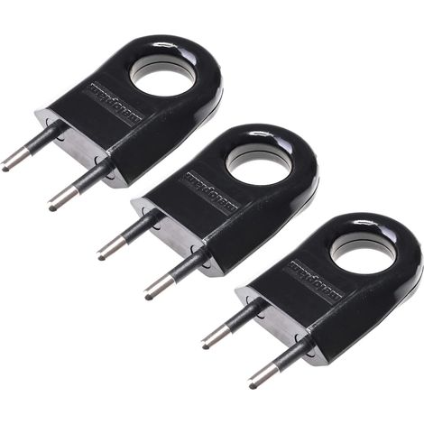 Lot de 3 Fiches Plates Euro Schuko 230V 6A Cuivre ABS Pour Rallonges Et Appareils Domestiques (1/5)