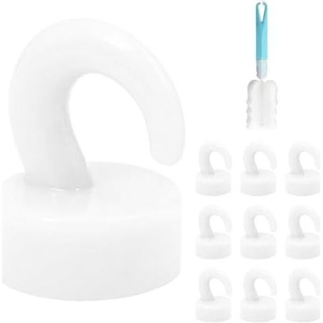 10 ganci magnetici al neodimio da 3 kg, gancio magnetico potente da 18 mm, magnete con ganci staccabili potenti, appendiabiti magnetico in plastica ABS per frigoriferi, cucina, soffitto - (1/5)