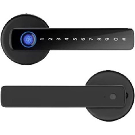 Poignée de Serrure de Porte Intelligente avec Carte-clé à Empreinte Digitale, Serrure de Porte numérique, Clavier, Serrure électronique d'entrée(Zwart) (1/5)