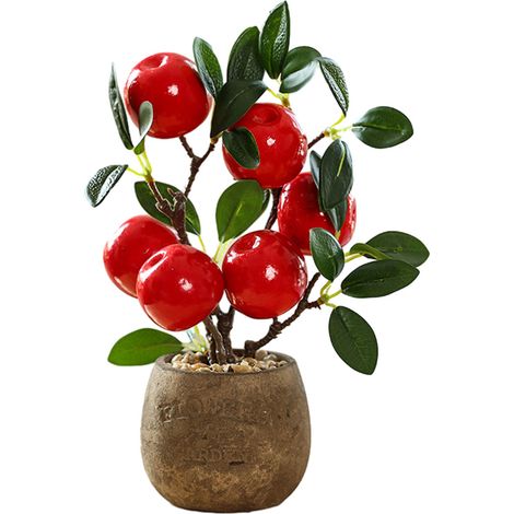 Planta artificial, frutas y follaje, material de espuma resistente, maceta de pulpa, decoración para interiores y exteriores. (1/5)