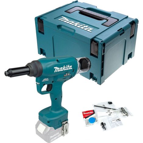 Makita – Riveteuse électroportative 18V pour rivets aluminium et acier jusqu'à 6,4 mm – Moteur Brushless – 3000 rivetages par charge – DRV250ZJ