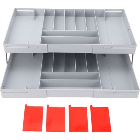 Organiseur de tiroir pliable, multifonctionnel, gain de place, extensible et à plusieurs niveaux, gris (1/5)