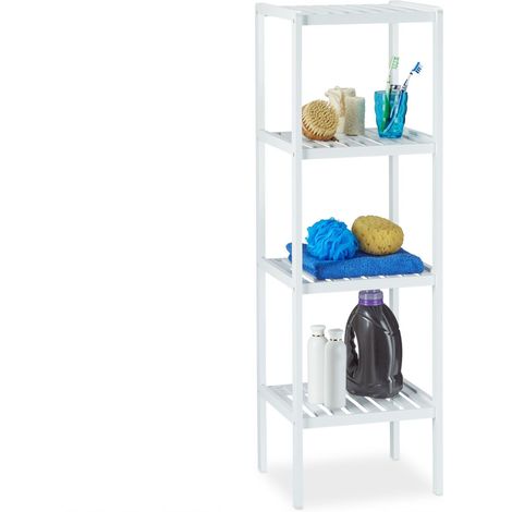 Mensola da bagno in bambu bianco 88311