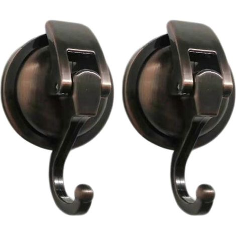 Deux crochets à ventouse, crochets de douche résistants, crochets sans couronne, adaptés aux cuisines et aux peignoirs, couleur bronze. (1/5)