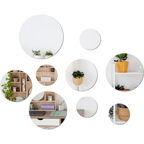 9 Pièces Rond Miroir Mural Adhésif pour Salon Decoratif Acrylique (1/5)