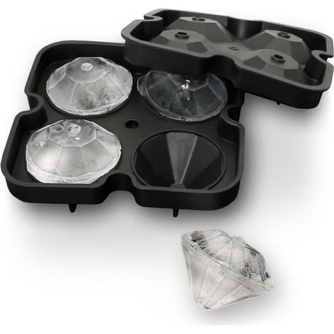 Eiswürfelform – igadgitz Home – Lebensmittelechtes Silikon, Diamant-Design – 1 Stück – 12,5 x 12,5 x 4 cm – Ungiftig (1/4)