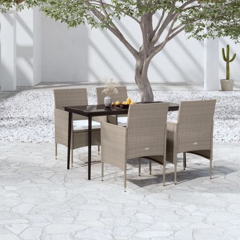 Ensemble à manger de jardin coussins 5 pcs-Salon de jardin Beige/noir 378181 (1/5)