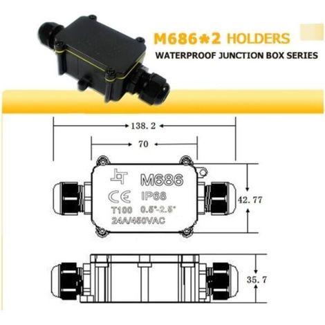 Scatola di derivazione impermeabile IP68 in 2 pezzi, scatola di derivazione impermeabile per esterni, connettore per cavi a 2 vie per cavi da 5-9 mm e 9-12 mm (1/4)