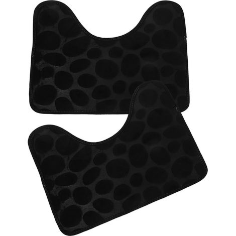 Tapis de Toilette en Polaire Corail U, Lot de 2, Noir (1/5)