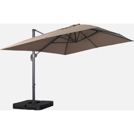 Parasol rectangular excéntrico, 3x4m + placas de lastre 50x50cm