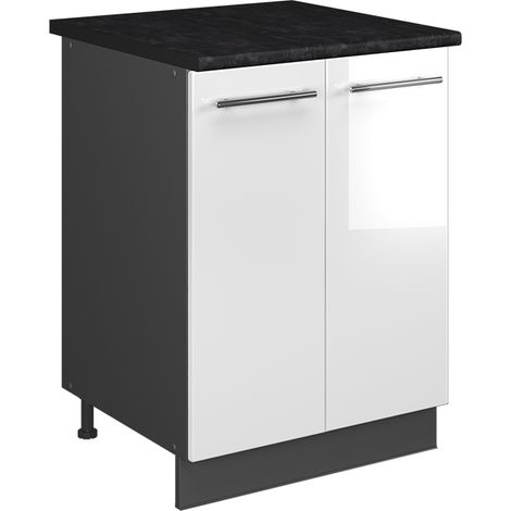 Spülenunterschrank Fame-Line, Weiß Hochglanz/Anthrazit, 60 cm, Vicco (1/5)