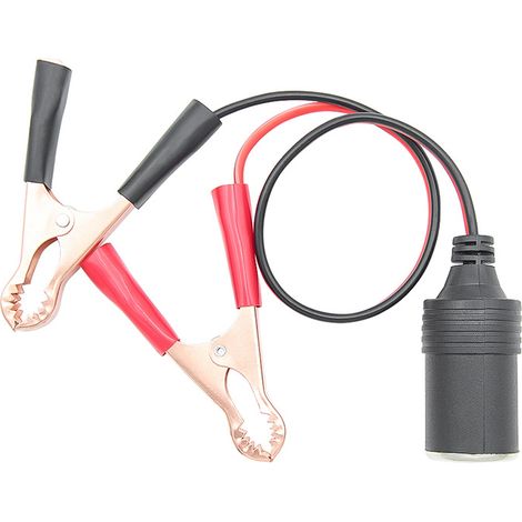 Convertisseur de courant femelle à pince crocodile pour chargeur de voiture vers câble d'alimentation de secours pour allume-cigare (1/5)