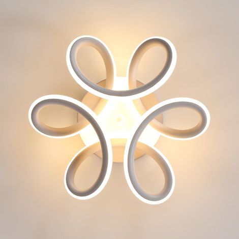 Plafonnier LED, Lampe de Lustre Dia 24cm, 30W 2500lm Design Courbé Moderne Luminaire Plafonnier pour Couloir Balcon Cuisine Salle de Bain Chambre,3000K Lumière Chaude, Blanc (1/5)