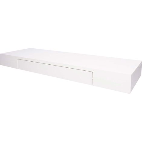 [NON UTILIZZATO] Mensola ripiano pensile con cassetto HHG-922 25x80x8cm legno massello bianco
