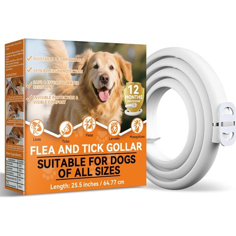 Collier Anti Puces pour Chien, Réglable et Imperméable avec Protection Naturelle, 65 cm Adapté à Toutes Les Tailles, Protection Efficace Pendant 12 Mois (1 Pack) (1/5)