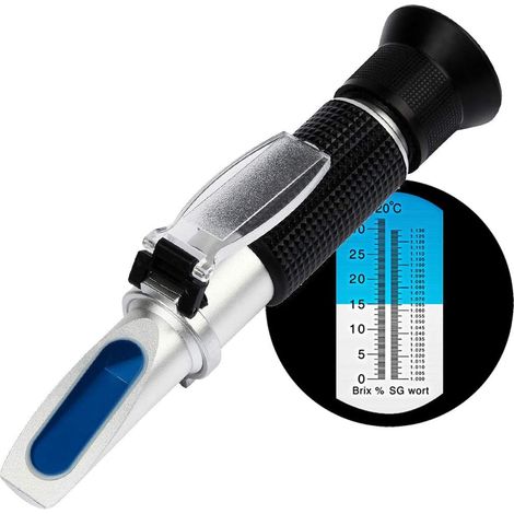 Réfractomètre de Moût de Bière,Réfractomètre de Brix/Gravité Spécifique avec ATC pour Brassage de la Bière,Échelle Double(Gravité Spécifique 1,000-1,120 et Brix 0-32%) (1/5)