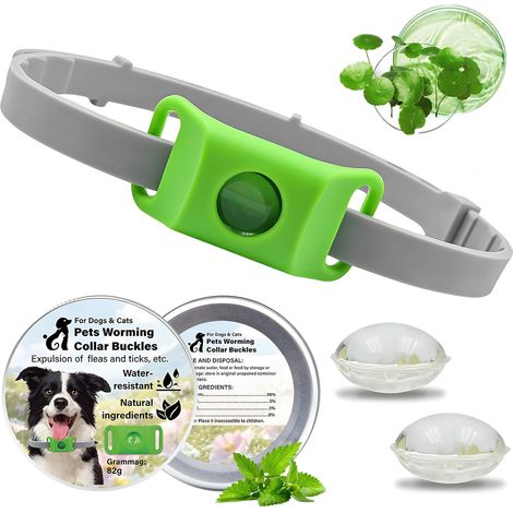 Collier Antiparasitaire Chien & Collier Anti Puces pour Chien Naturel - Pendentif Répulsif Anti Tique Chien aux Huiles Essentielles, Réglable, Étanche (Inclus 2 Capsules Remplaçables) (1/5)
