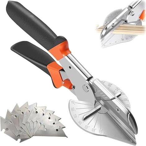 45 ° -135 ° Cisaille à Onglet à Angle, Ciseaux à Onglet à Cliquet, Cisailles à Onglets Pour Coupe-Bois, Pour Couper le Bois Tendre, le Plastique, le PVC Et Plus, Y Compris 10 lames De Rechange (1/5)