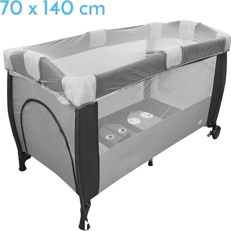 Lot de 2 moustiquaires universelles pour lit bébé 70 x 140 cm - Blanc transparent - Monsieur Bébé (1/3)