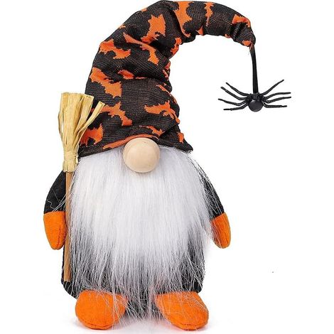Handgefertigte, gesichtslose Zwergenfigur aus Samt für Halloween, Bauernhof-Elf, Herbstfigur mit Bart (1/4)