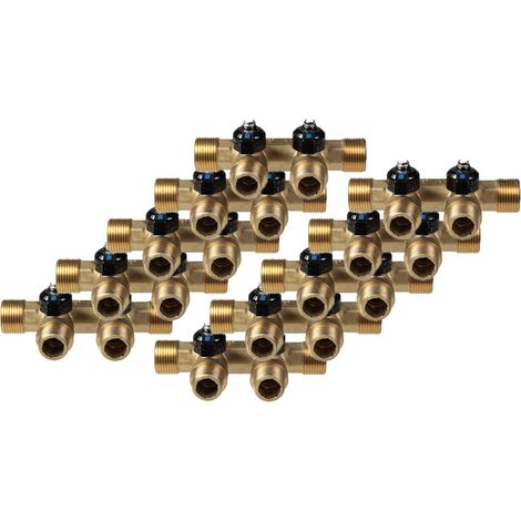 10 Collecteurs mini-vanne mâle 3/4" (20/27) - femelle 1/2" (15/21) - 2 piquages mâle 1/2" (15/21) - Arcanaute