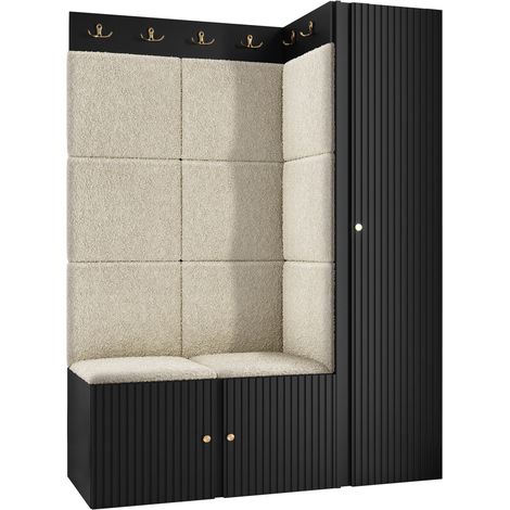 Conjunto para recibidor Hartford 385, Abriamo 3, 186x124x46cm, Aglomerado laminado, Tapiz, MDF, Montada en la pared, Colocada