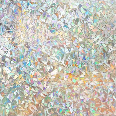 Film occultant 3D pour vitres - Film décoratif effet vitrail - Autocollant statique 3D sans colle pour la maison - Protection UV - 30 x 200 cm (1/5)