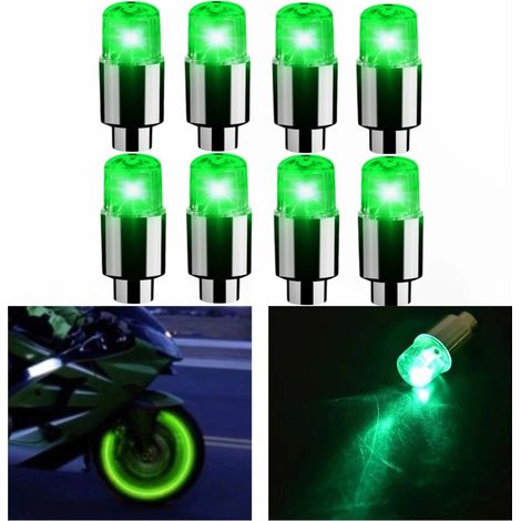 Syzplnwy Lot de 8 bouchons de valve de pneu LED phosphorescents avec lumière clignotante pour voitures, SUV, camions, motos, vélos (vert) (1/5)