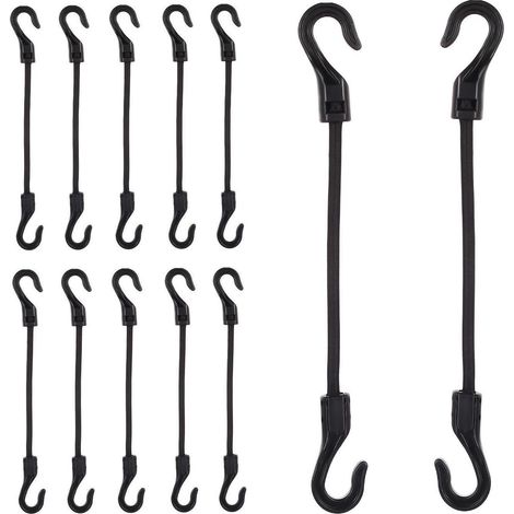 12er Set Spanngummis mit Haken 10cm, elastisch & wetterfest für Auto, Camping, Garten