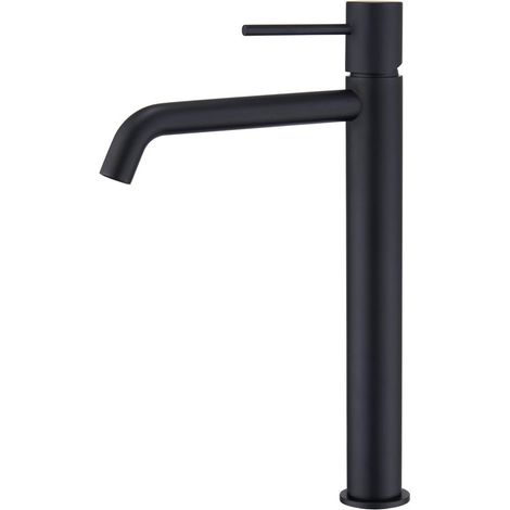 Mice - Grifo monomando de lavabo caño alto fabricado en latón - Griferia de baño diseño alto para lavabos Color Negro Mate