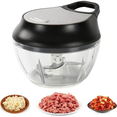 Hachoir Manuel, Hachoir à Oignon, Coupe oignon, Lames en acier inoxydable, Facile à Nettoyer Hachoir Oignon Manuel pour Legumes, Fruit & Salade-Noir (1/5)