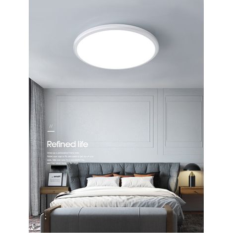 Plafoniera a LED φ400mm-36w con corpo bianco e luce bianca, impermeabile IP54, rotonda, adatta per bagno, camera da letto, balcone, cucina e soggiorno. (1/4)
